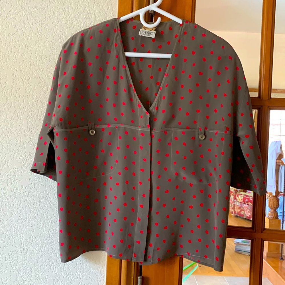 Krizia Mariuccia Mandelli vintage polka dots silk top